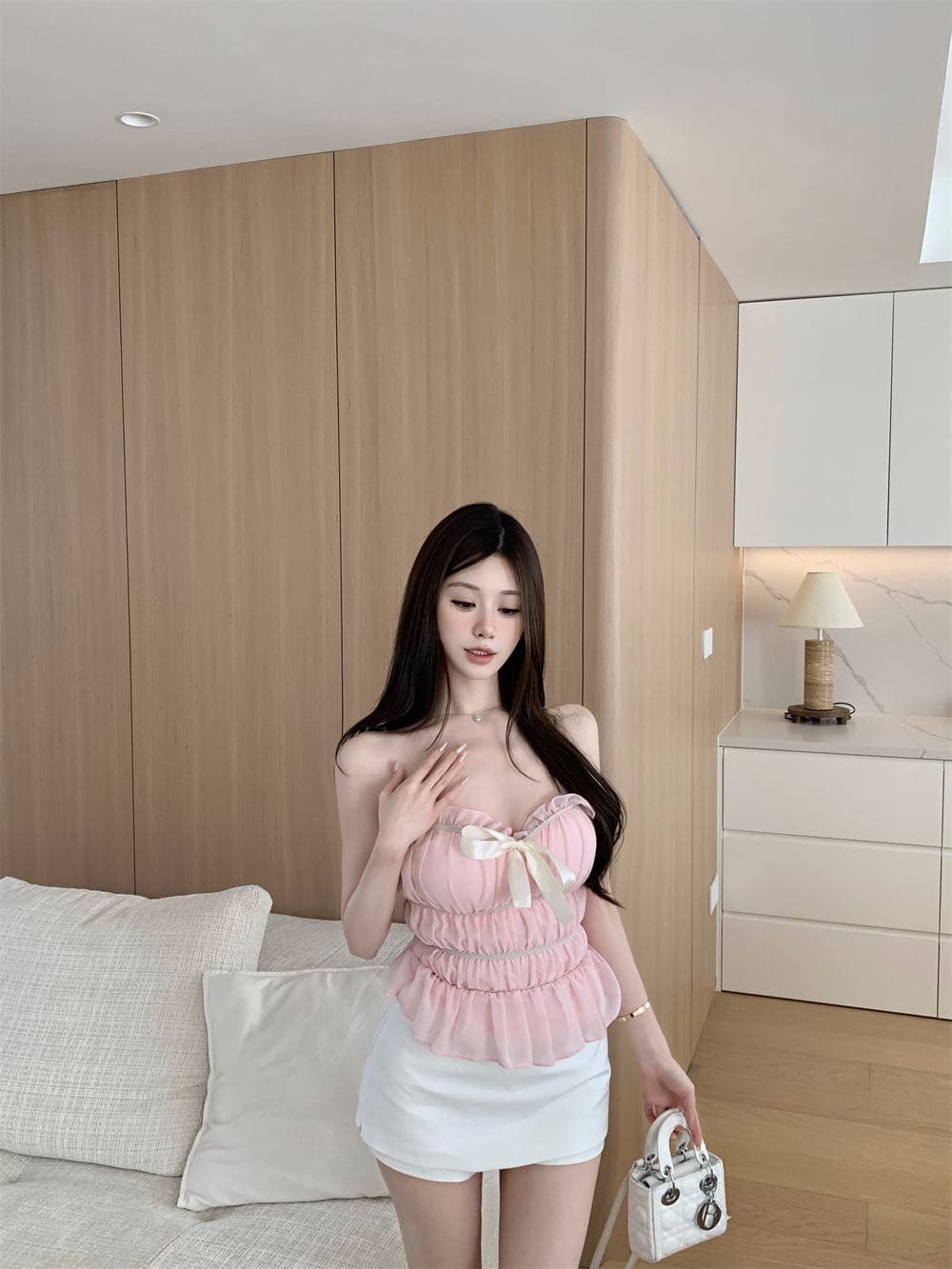 소녀 연령 감소 명중 가져 가라. 튜브탑 캐미솔 여름 순수한 욕망 바람 허리 수축 슬림해 보이는 맨위 상세 이미지 21