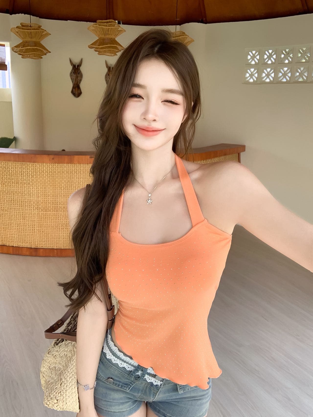순수한 욕망 분위기 센스 몸매 가꾸기 불규칙 핫픽스 행침 목 슬립 상세 이미지 10