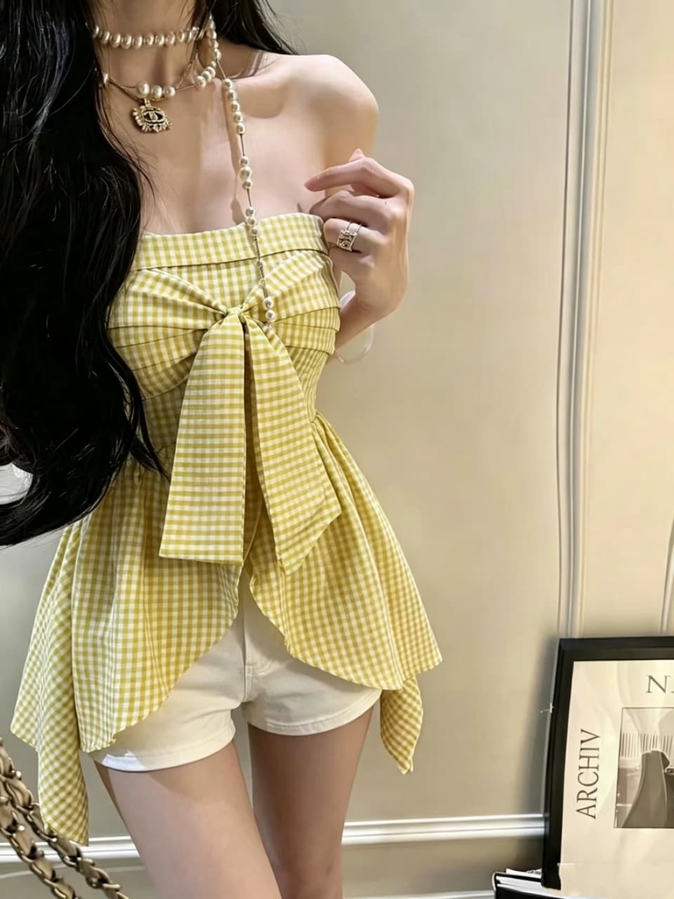 핫걸 나비 매듭 스트라이프 행침 목 튜브탑 조끼 여성 여름 디자인 센스 작은 대중 몸매 가꾸기 슬림해 보이는 외출용 맨위 상세 이미지 18