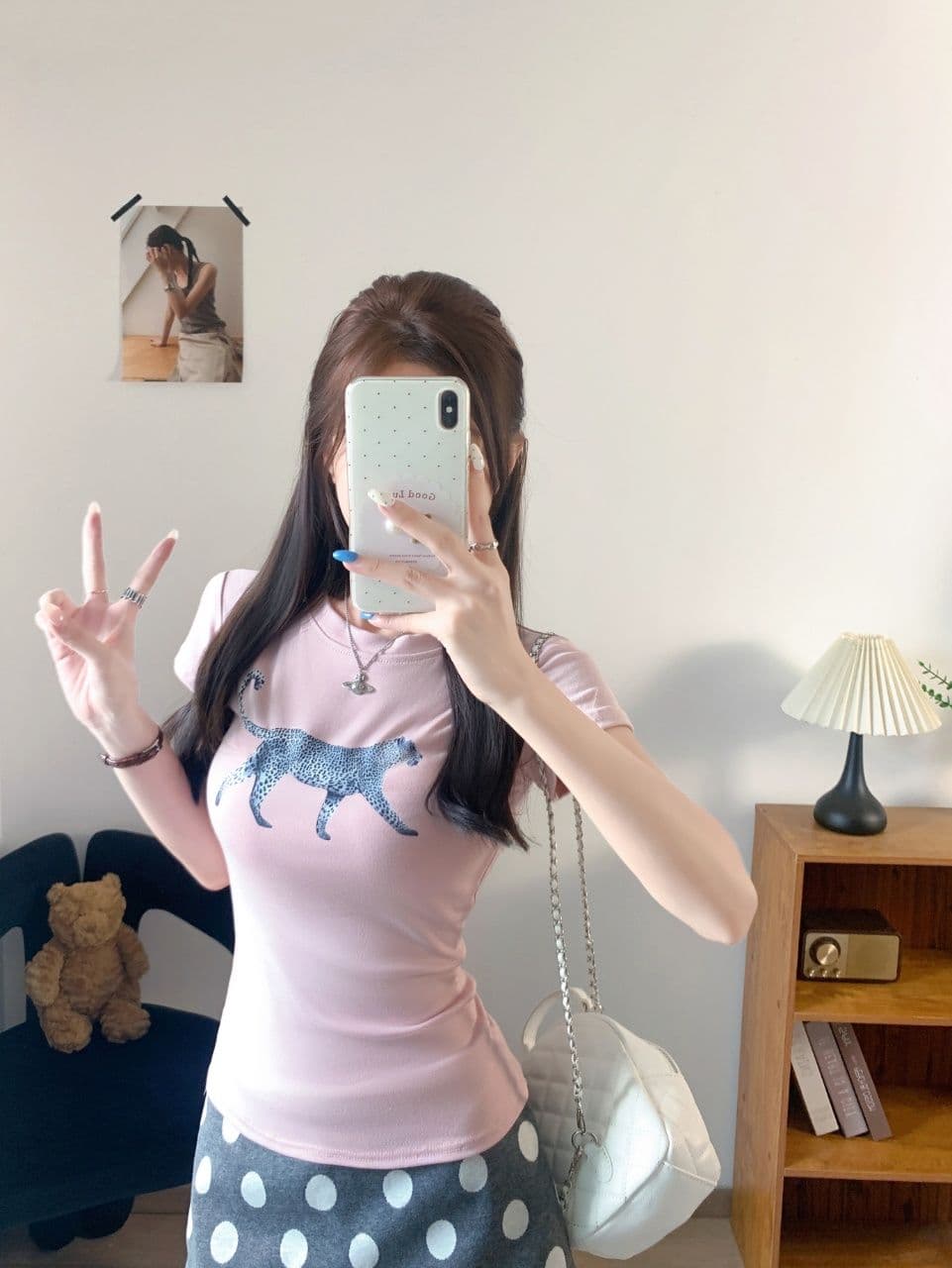 레트로 순면 반팔 맨위 여성 여름 표범 프린트 아메리칸 핫걸 ins 긍정적 인 어깨 다용도 슬림해 보이는 티셔츠 상세 이미지 10