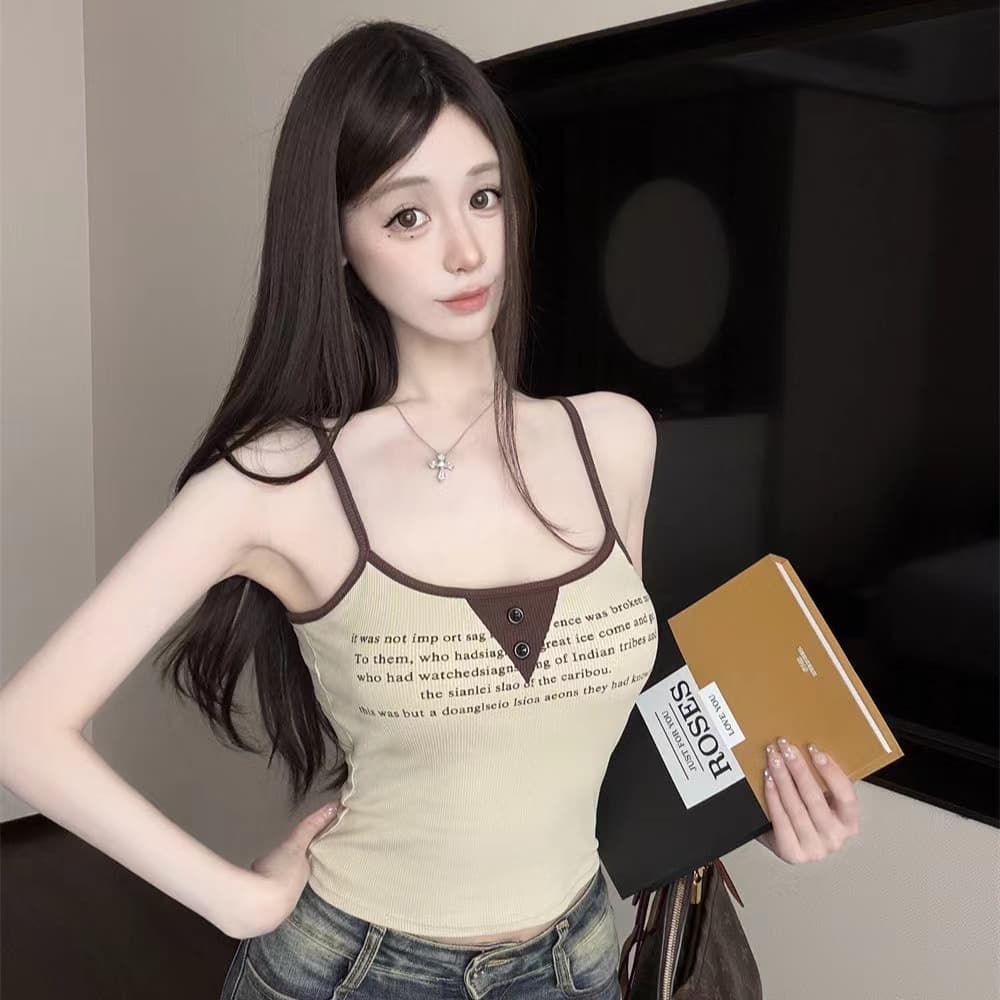 핫걸 인사이드 가져 가라. 캐미솔 ins 여름 패션 순수한 욕망 바람 이슬 뼈의 몸매 가꾸기 슬림해 보이는 외출용 쇼트 스타일 맨위 이미지 2