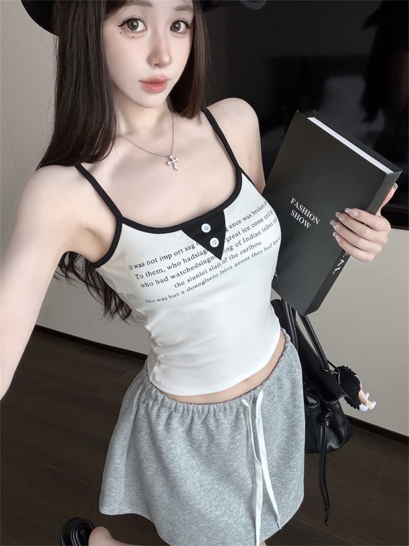 핫걸 인사이드 가져 가라. 캐미솔 ins 여름 패션 순수한 욕망 바람 이슬 뼈의 몸매 가꾸기 슬림해 보이는 외출용 쇼트 스타일 맨위 상세 이미지 26