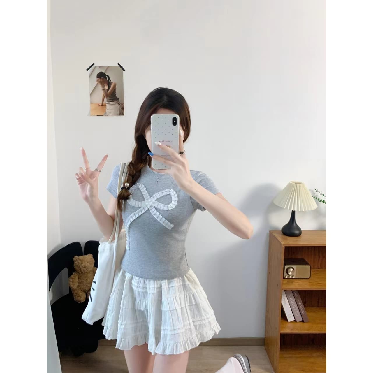 한 부서 연령 감소 나비 매듭 핀치 Pleat 긍정적 인 어깨 몸매 가꾸기 슬림해 보이는 반팔 벨트 가슴 패드 이미지 2