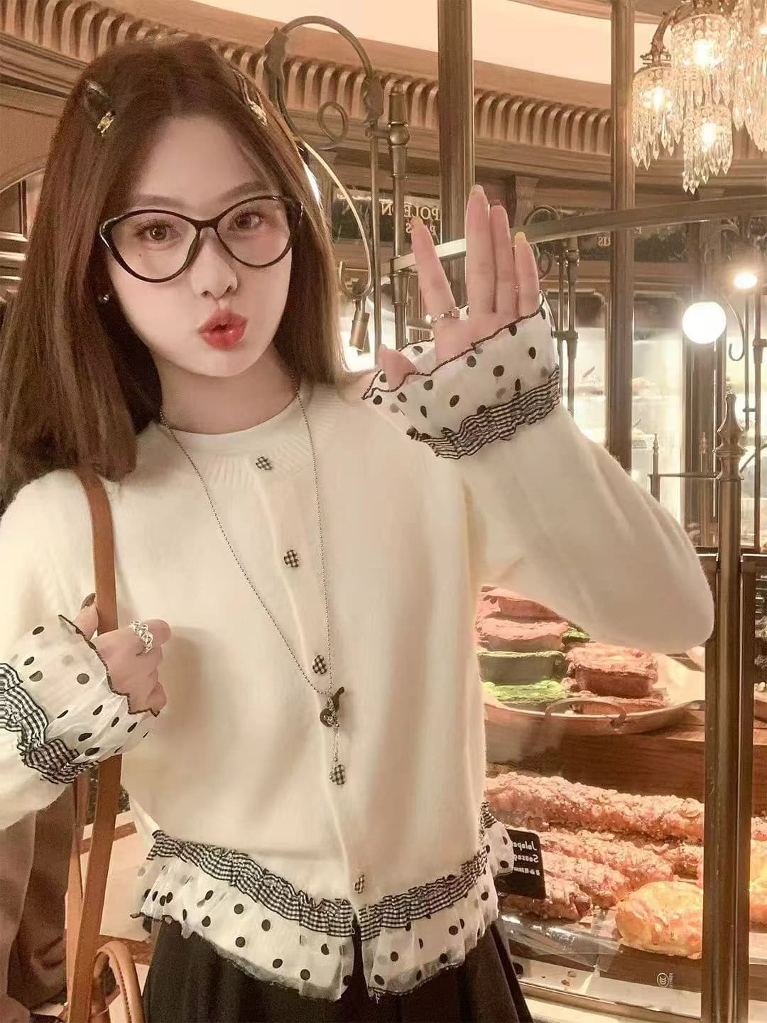 레이스 레이스 디자인 센스 오픈 가디건 스웨터 여성 코트 외부 가져 가라. 작은 대중 니트 맨위