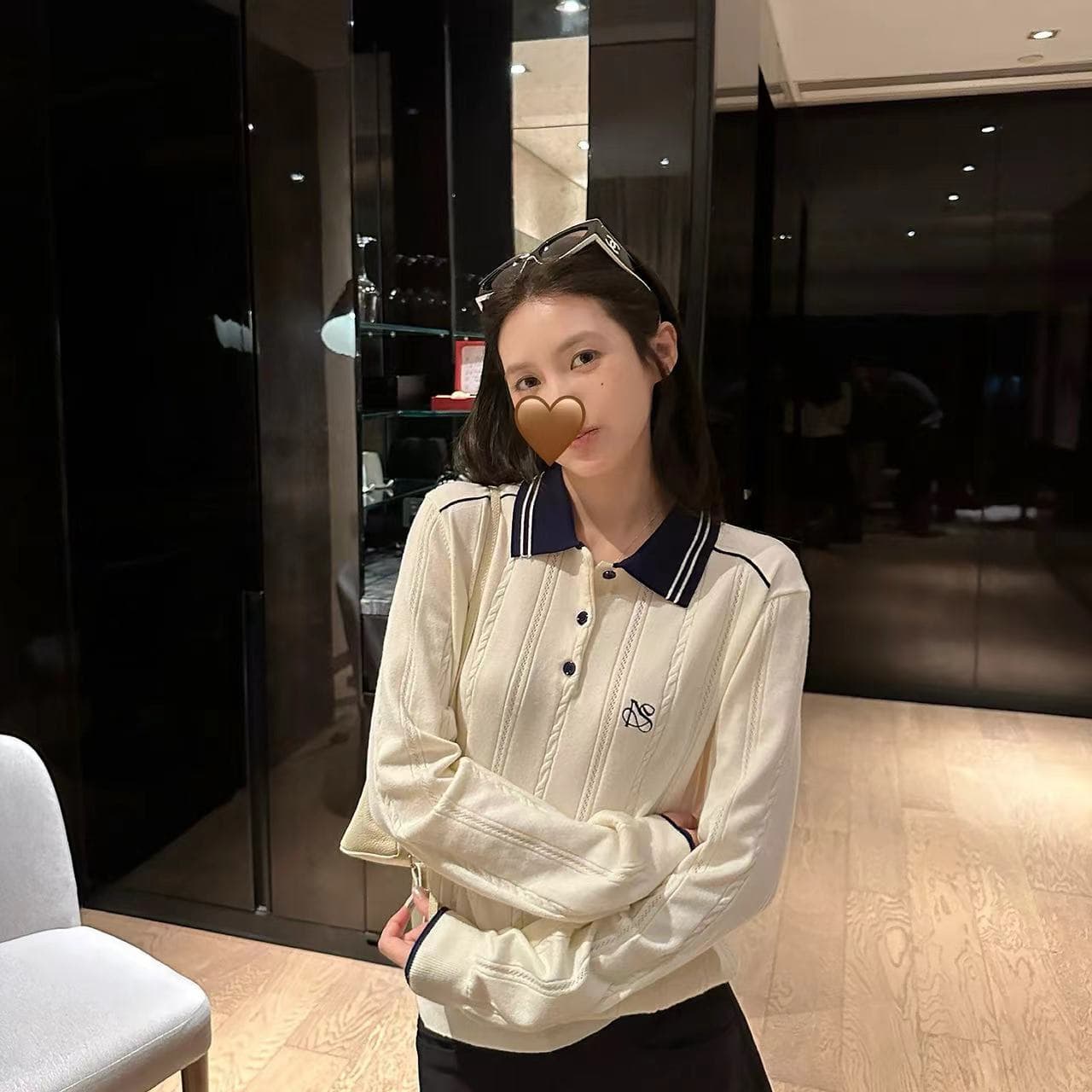 배색 POLO 칼라 트위스트 무늬 니트 스웨터 만나는 스웨터 여자 가을 겨울 캐주얼 긴팔 루즈핏 슬림해 보이는 인사이드 잡아라. 의류 상세 이미지 10