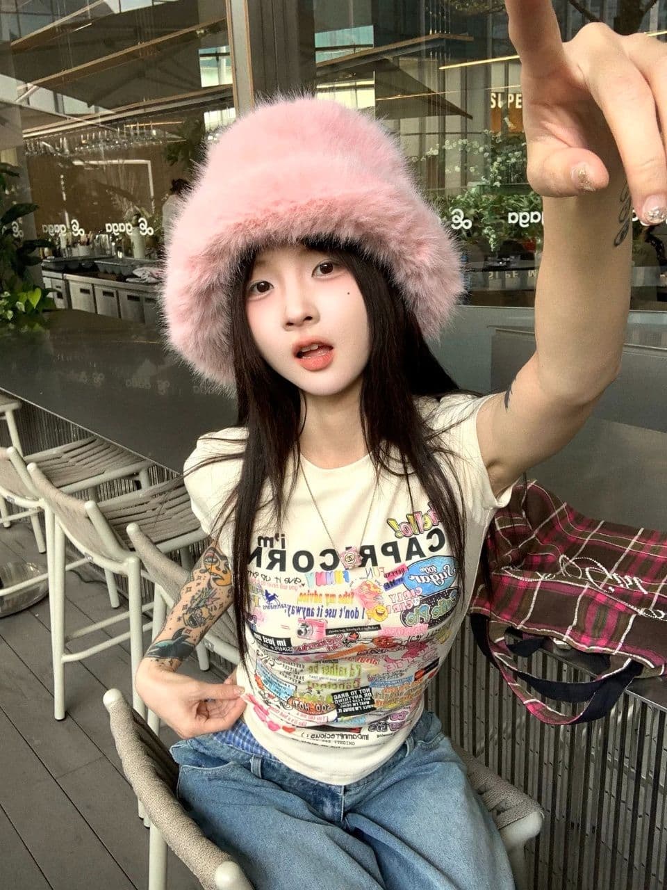 출퇴근 달콤한 차가운 핫걸 불규칙 만화 프린트 반팔 티셔츠 여성 다용도 긍정적 인 어깨 쇼트 스타일 미니멀리즘 맨위 상세 이미지 5