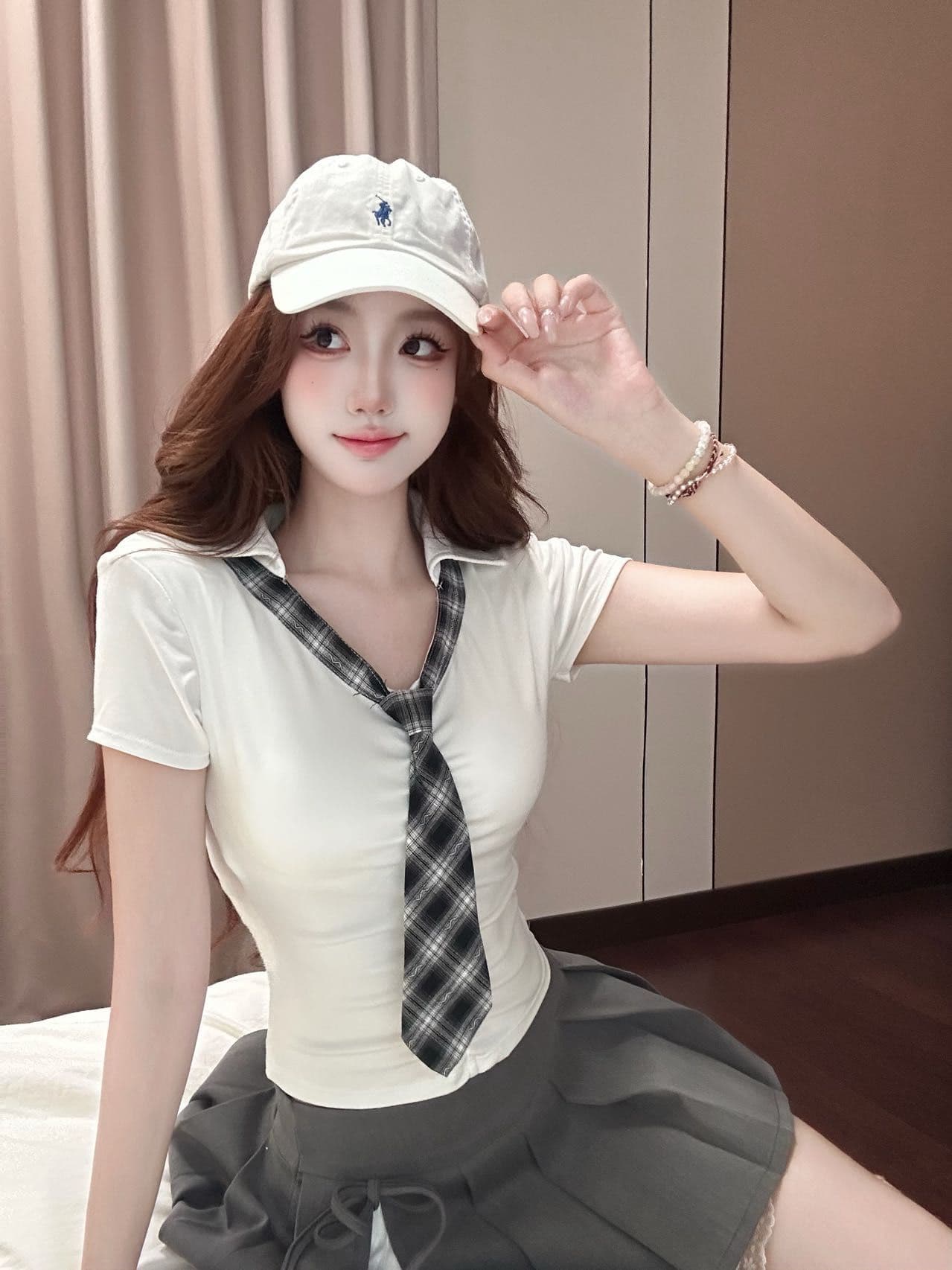 사람들 면 여름 새로운 슬림해 보이는 학원 쇼트 스타일 연령 감소 맨위 한 부서 부드러운 리본 품격 반팔 티셔츠 여성 의류 상세 이미지 25