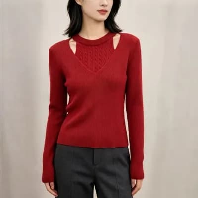 2026 년 가을 새로운 한국 스타일 배색 디자인 센스 라운드 넥 행침 목 꽈배기 니트 다용도 풀오버 긴팔 맨위 상세 이미지 1
