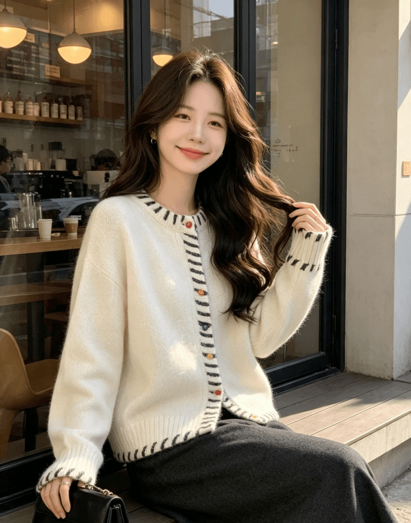한국 동대문 디자인 센스 작은 대중 스웨터 여자 가을 겨울 작은 키 새로운 외국 가스 니트 오픈 가디건 맨위 여성 짧은 이미지 2