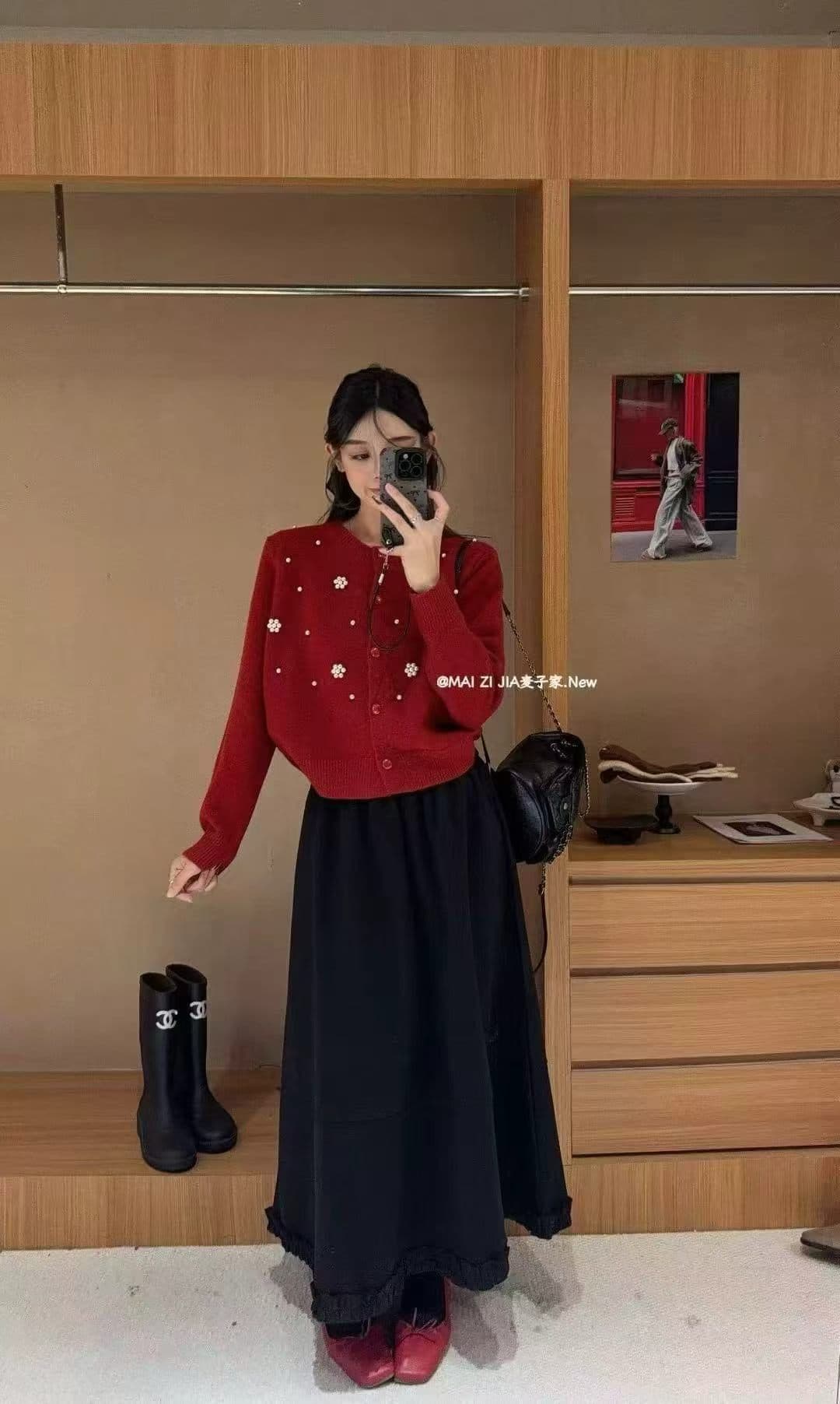 한 부서 니트 스웨터 여성 긴 소매 라운드 넥 진주 꽃 장식 달콤한 스타일 스웨터 여자 오픈 가디건 루즈핏 재고 있음 상세 이미지 4