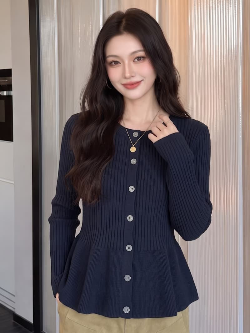 앤디 플러시 워시 물 프랑스식 작은 대중 몸매 가꾸기 허리 수축 가을 단추 스웨터 슬림해 보이는 다용도 니트 스웨터 여성 상세 이미지 12