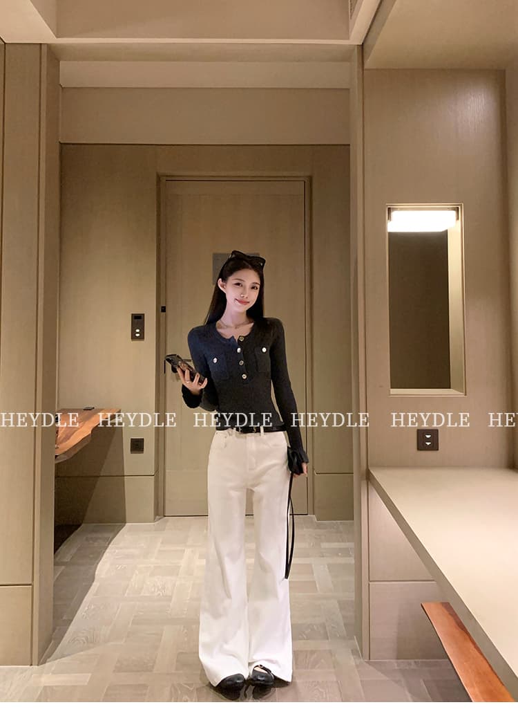 몸매 가꾸기 반 개방 칼라 단추 품격 금 쇼트 스타일 캐주얼 풀오버 셔츠 가을 고급 센스 만나는 긴팔 맨위 여성 상세 이미지 12