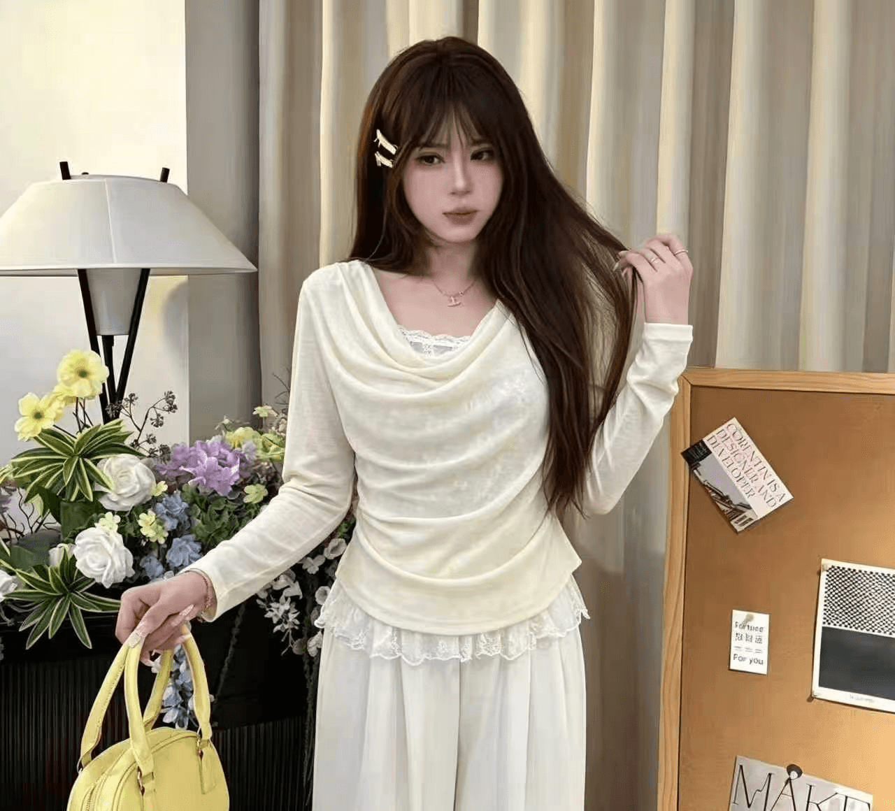 가을 한 부서 달콤함 흔들다 칼라 패치워크 페이크 레이어드 풀오버 긴팔 새로운 다용도 패션 슬림해 보이는 품격 상세 이미지 4