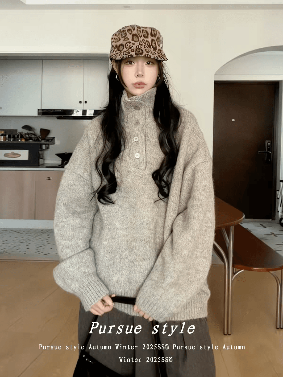 아메리칸 레트로 터틀넥 스웨터 여자 겨울 착용 가져 가라. 느긋한 고급 센스 보온 니트 스웨터 루즈핏 슬림해 보이는 맨위 트렌디 상세 이미지 12
