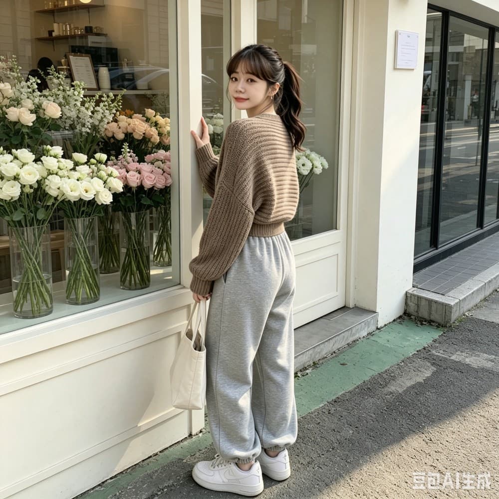 한국 동대문 차 부서 착용 가져 가라. 새로운 부드러운 바람 품격 하이웨이스트 레이스업 긴 머리 모헤어 쇼트 스타일 맨위 상세 이미지 25