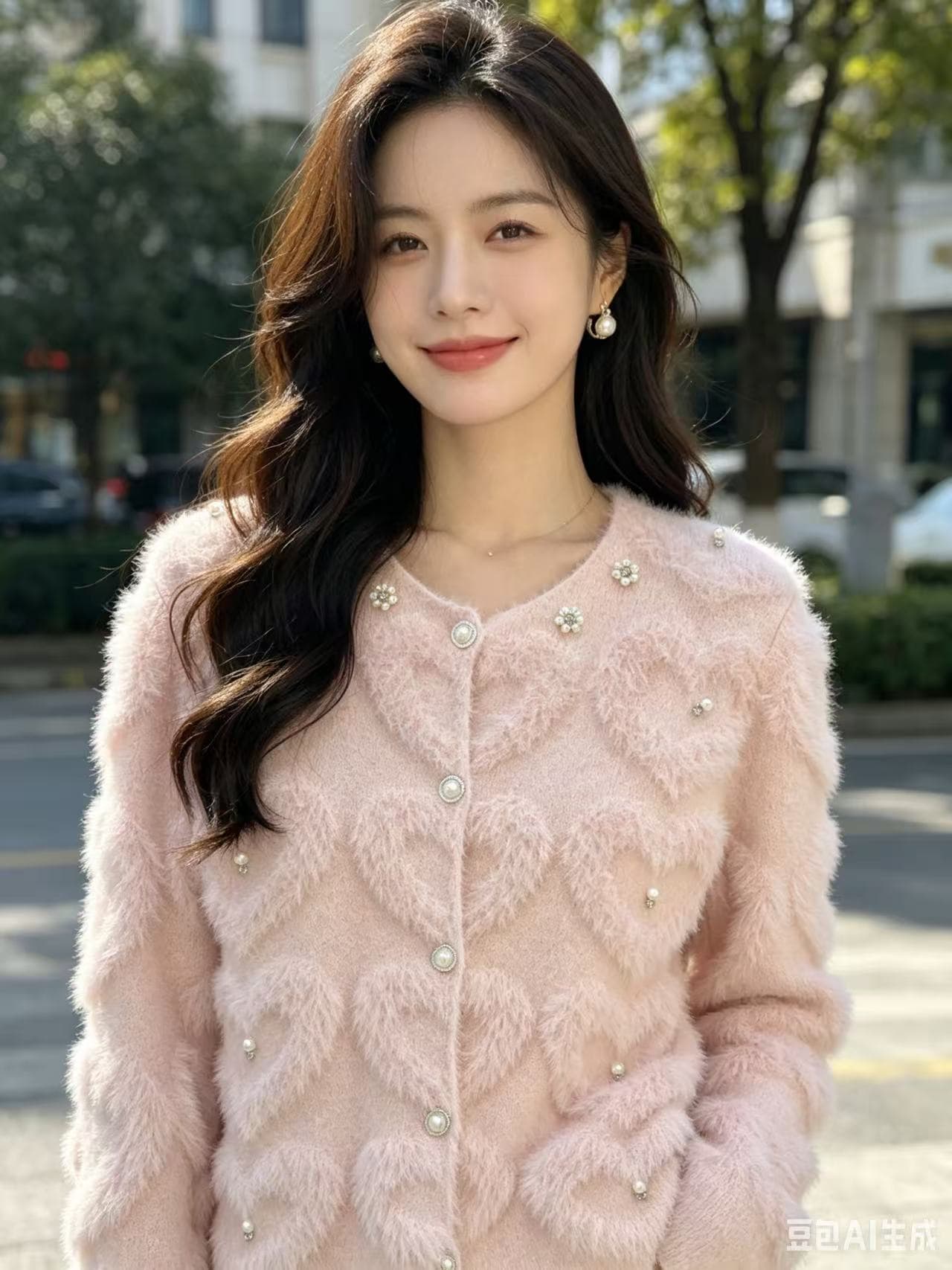 2026 겨울 새로운 천 금빛 바람 화이트 비즈 박기 플리스 오픈 가디건 여성 무거운 작업 다이아몬드 세팅 라운드 넥 니트 스웨터 고급 센스 상세 이미지 2