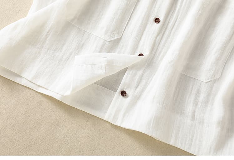 실사 면 린넨 작은 셔츠 여성 여름 새로운 센 부서 바람 여름 싱글 줄 버튼 디자인 센스 루즈핏 캐주얼 여성 셔츠 상세 이미지 24