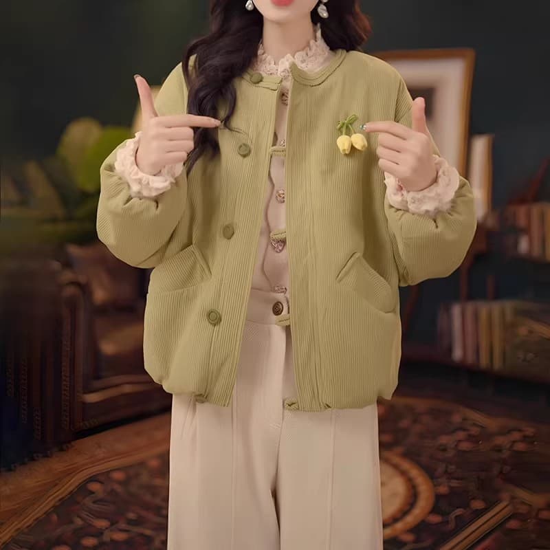 경관 그림 2025 가을 겨울철 새로운 여성 레트로 캐주얼 두꺼운 재킷 올해 인기 폭발 잘 생긴 맨위 이미지 6