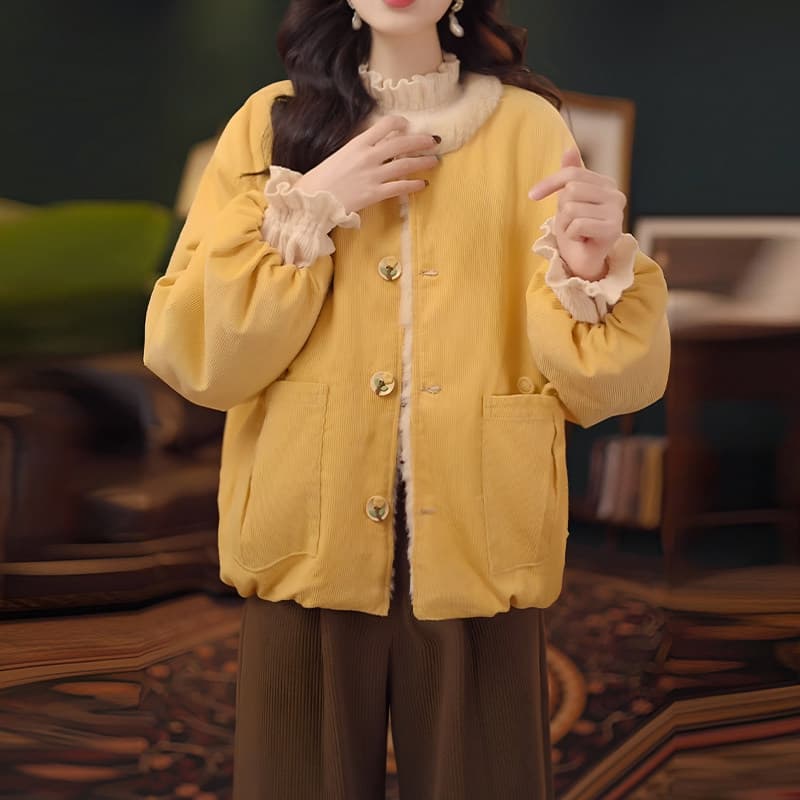 경관 그림 2026 겨울 새로운 여성 고유 한 디자인 센스 양면 착용 면 의류 자이언트 잘 생긴 캐주얼 보온 면 옷 상세 이미지 1
