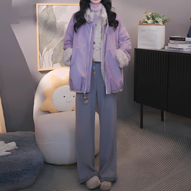 경관 그림 2026 가을 겨울철 새로운 여성 양면 웨어러블 두꺼운 보온 다용도 짧은 외투 그레이트 봐. 의류 상세 이미지 5