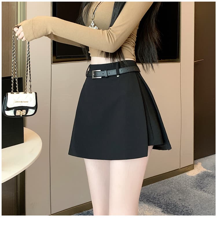 실사 2025 하이웨이스트 정장 불규칙 트임 반신 스커트 미니 스커트 한 마디 치마바지 고급 회색 바지 상세 이미지 21
