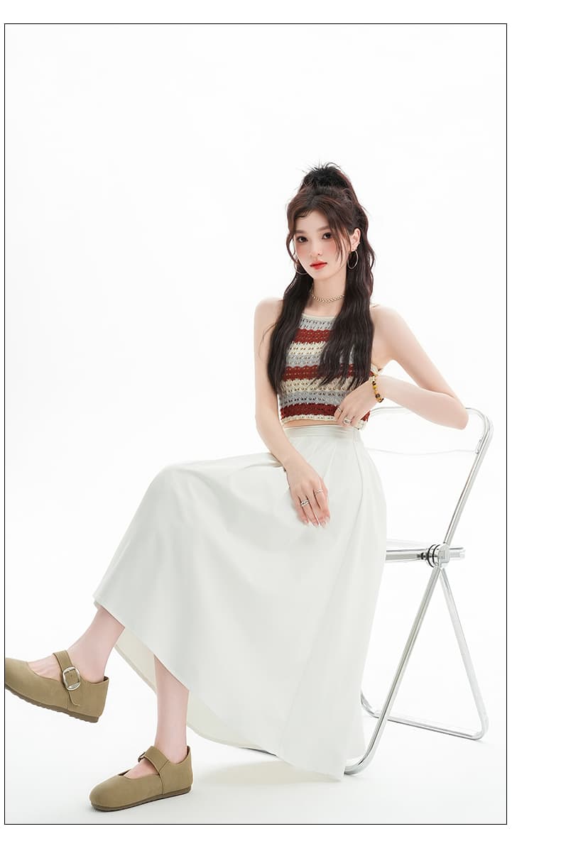 실사 2026 여름 작은 키 업그레이드 섹션 화이트 국방 ~을 통해 한 마디 반신 스커트 우산 치마 질감 센스 얼음 차가운 통기성 상세 이미지 25