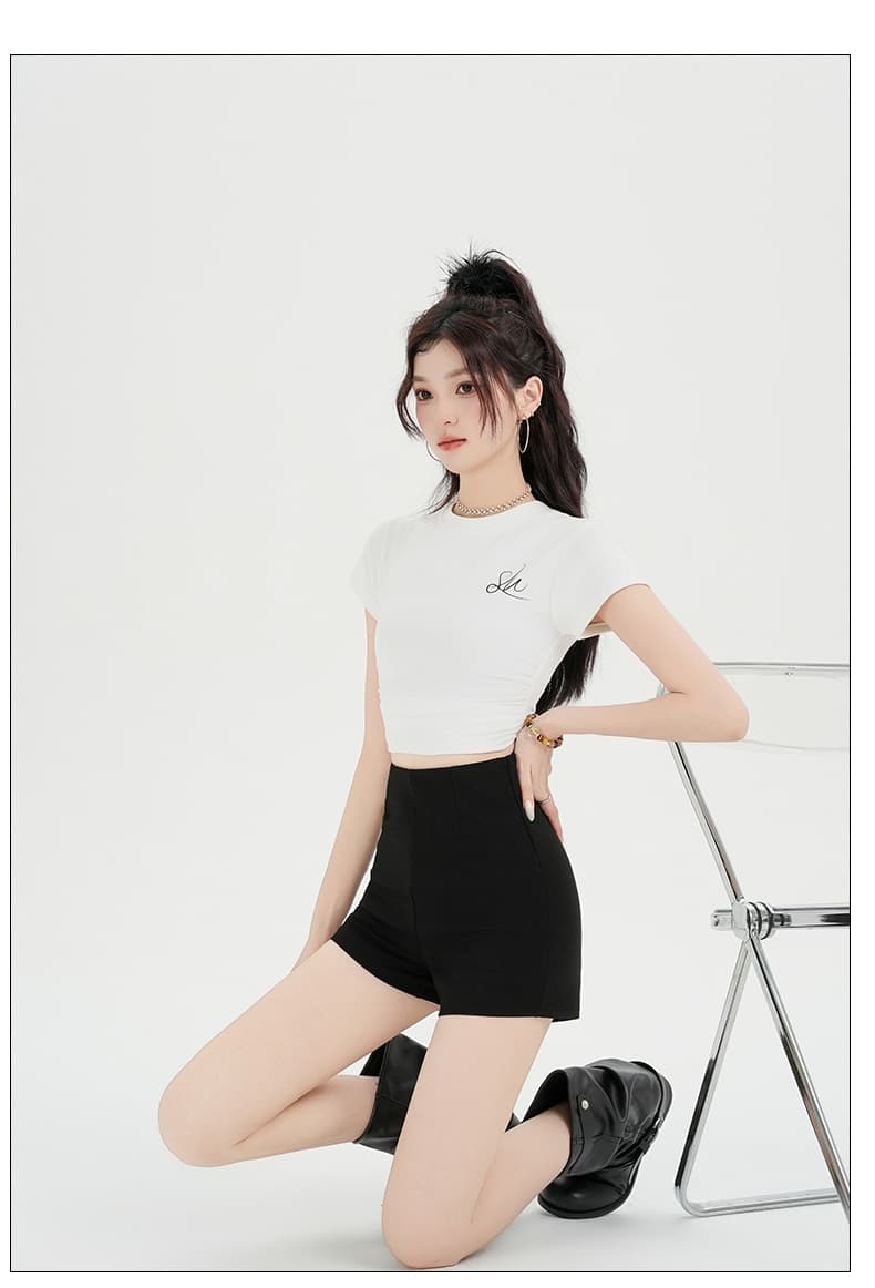 실사 2026 여름 새로운 업그레이드 하이웨이스트 신축성 몸매 가꾸기 초단 검정색 반바지 핫걸 슬림해 보이는 하느님 바지 핫 바지 상세 이미지 17