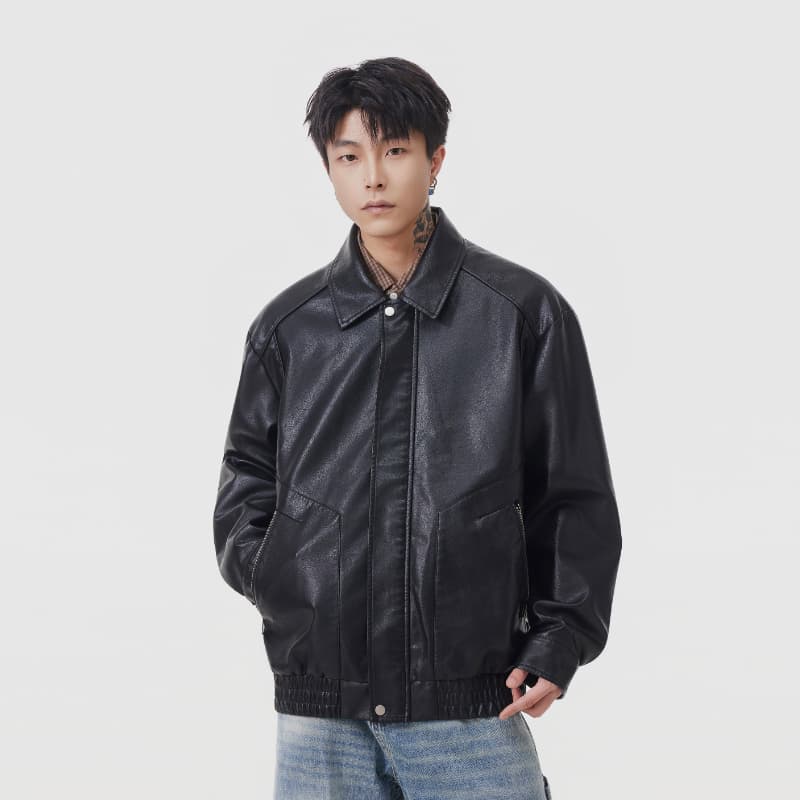 실사 가을 겨울 새로운 조수 브랜드 가죽 재킷 재킷 남자 루즈핏 다용도 남녀 중성 섹션 방풍 가죽 자켓 재킷 이미지 4