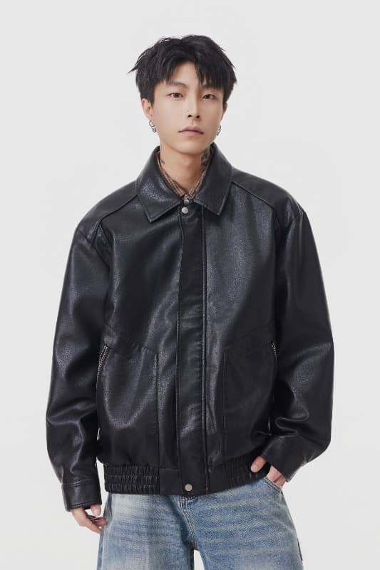 실사 가을 겨울 새로운 조수 브랜드 가죽 재킷 재킷 남자 루즈핏 다용도 남녀 중성 섹션 방풍 가죽 자켓 재킷 이미지 6