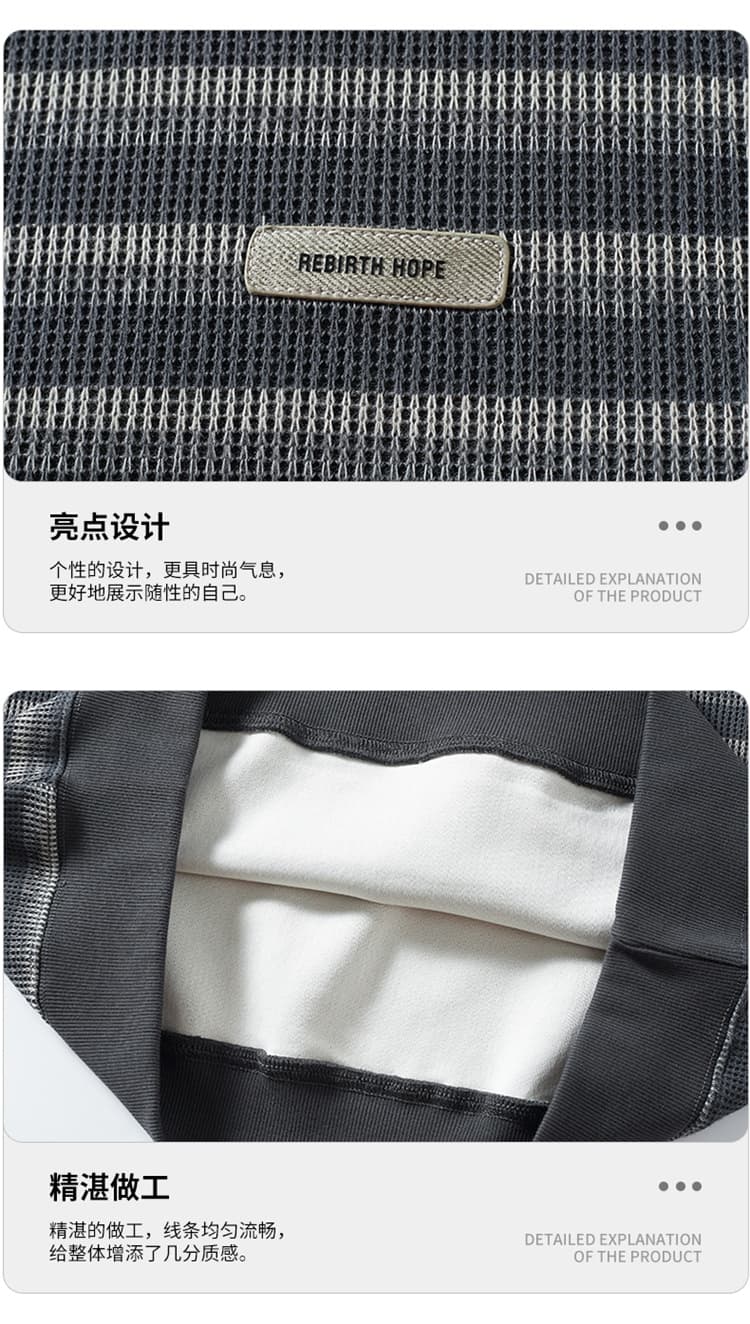 실사 고급 센스 스트라이프 순면 후드티 남자 가을 겨울철 2025 새로운 루즈핏 풀오버 라운드 넥 맨위 상세 이미지 18
