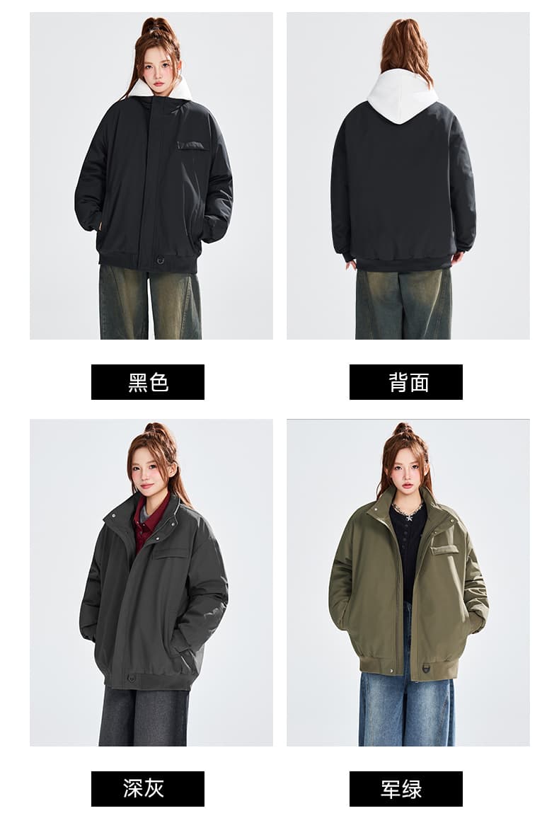 2025 겨울 새로운 면 의류 여성 스탠드 칼라 루즈핏 캐주얼 다용도 두꺼운 패딩 재킷 목화 진딧물 보온 재킷 상세 이미지 11