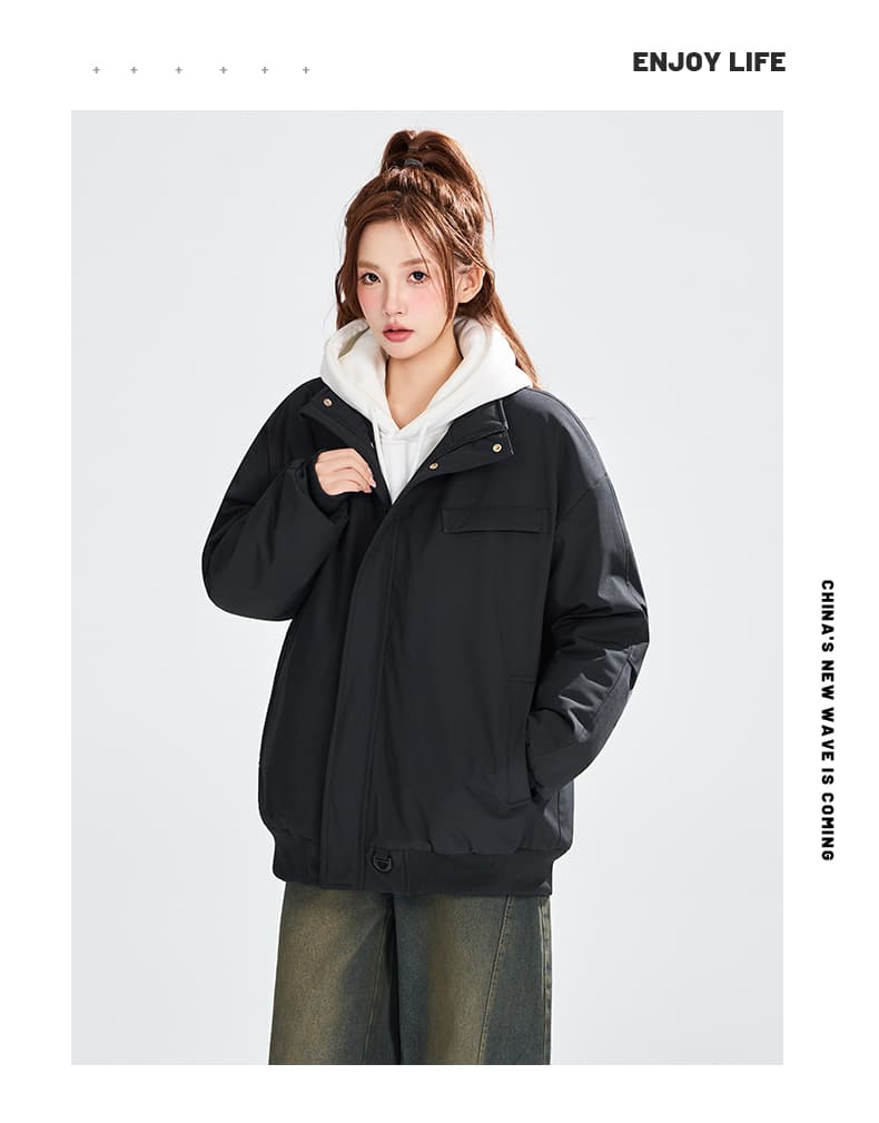 2025 겨울 새로운 면 의류 여성 스탠드 칼라 루즈핏 캐주얼 다용도 두꺼운 패딩 재킷 목화 진딧물 보온 재킷 상세 이미지 14