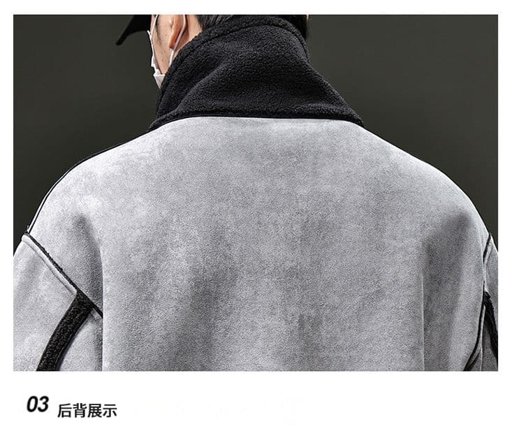 양면 착용 양털 플리스 폴로 칼라 재킷 겨울 새로운 두꺼운 남성 의류 보온 면 옷 재킷 상세 이미지 19
