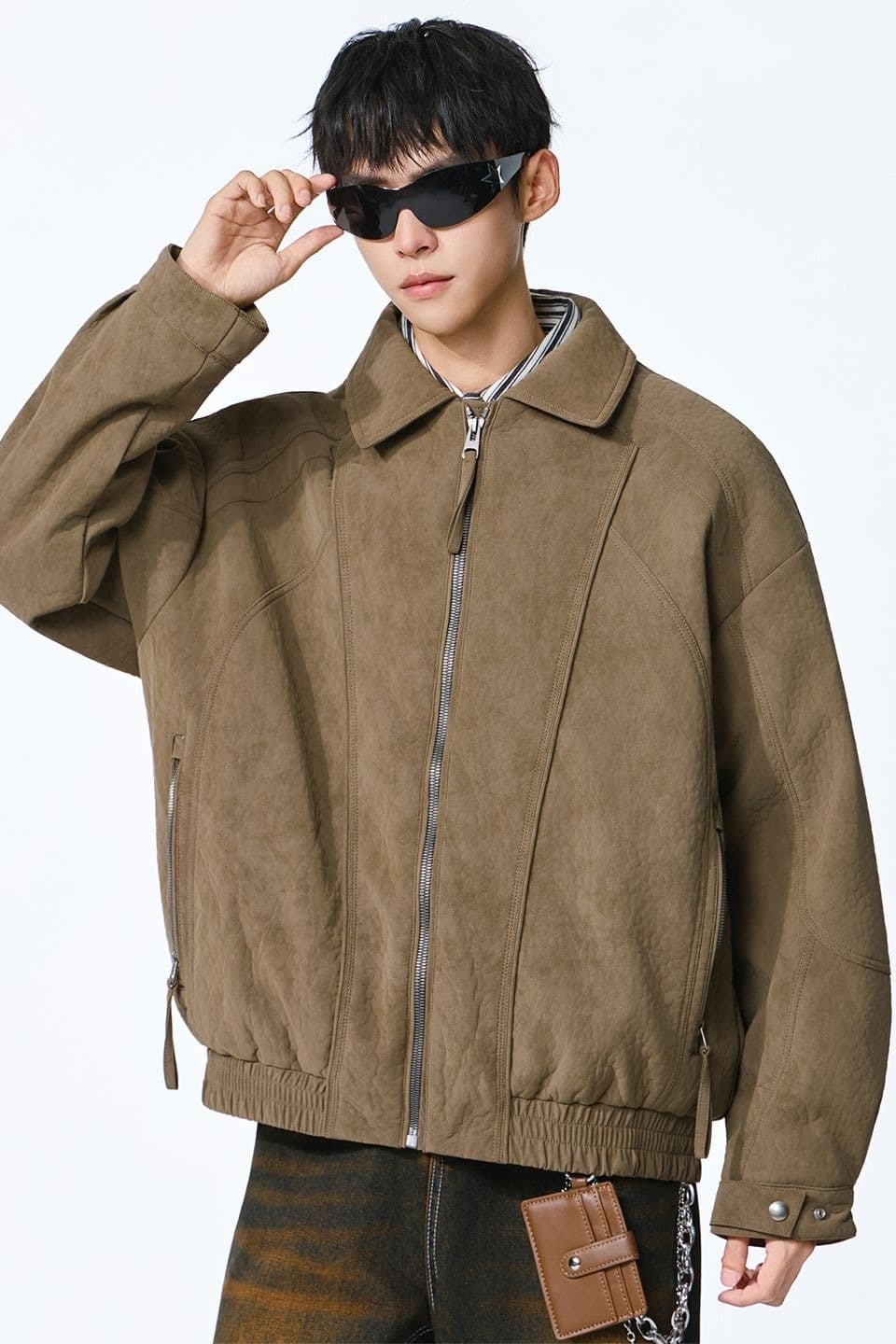 겨울 보온 아메리칸 레트로 PU 가죽 폴로 칼라 재킷 남자 조수 브랜드 고급 센스 다용도 캐주얼 재킷 면 의류 이미지 6