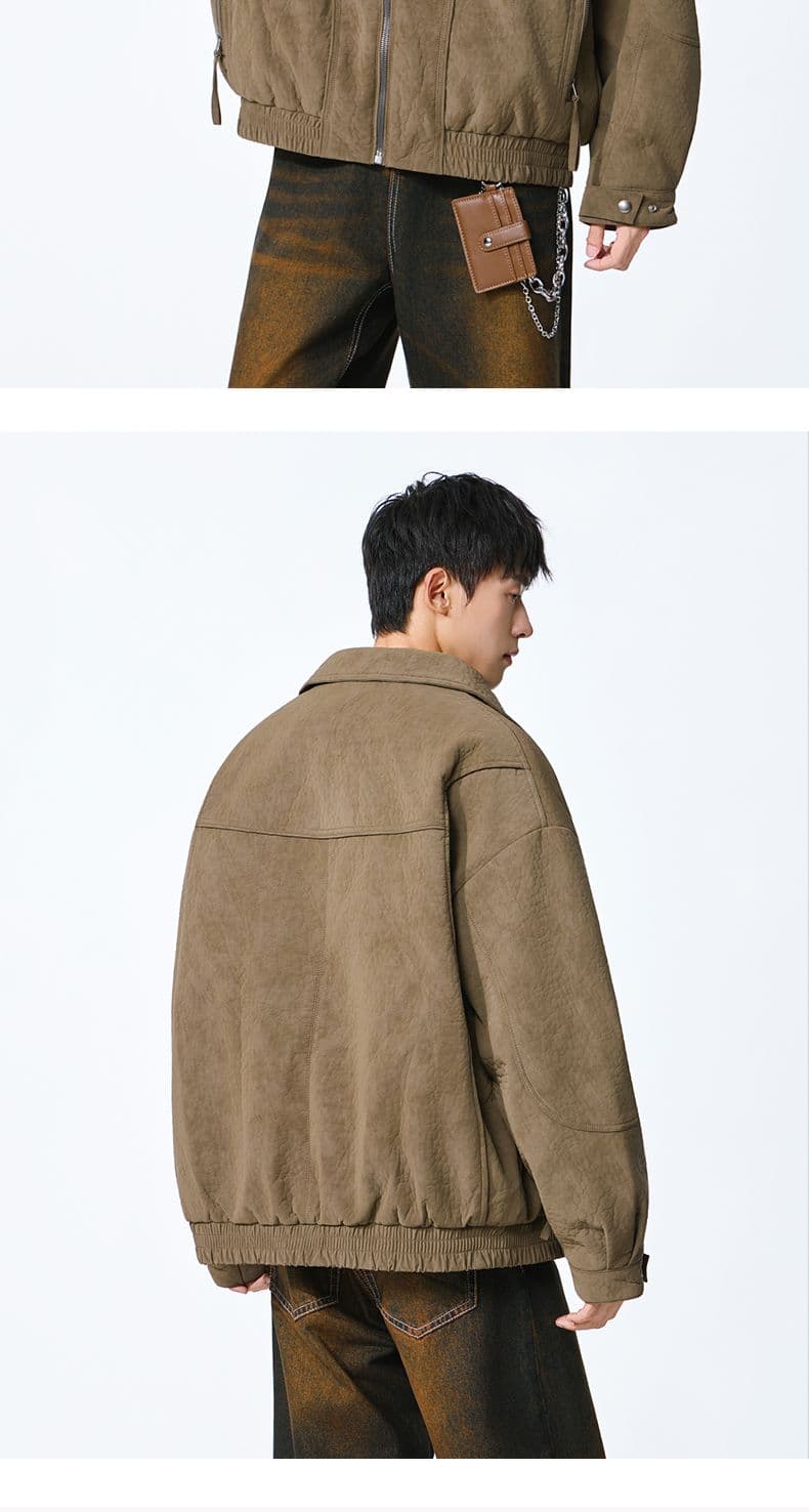 겨울 보온 아메리칸 레트로 PU 가죽 폴로 칼라 재킷 남자 조수 브랜드 고급 센스 다용도 캐주얼 재킷 면 의류 상세 이미지 10