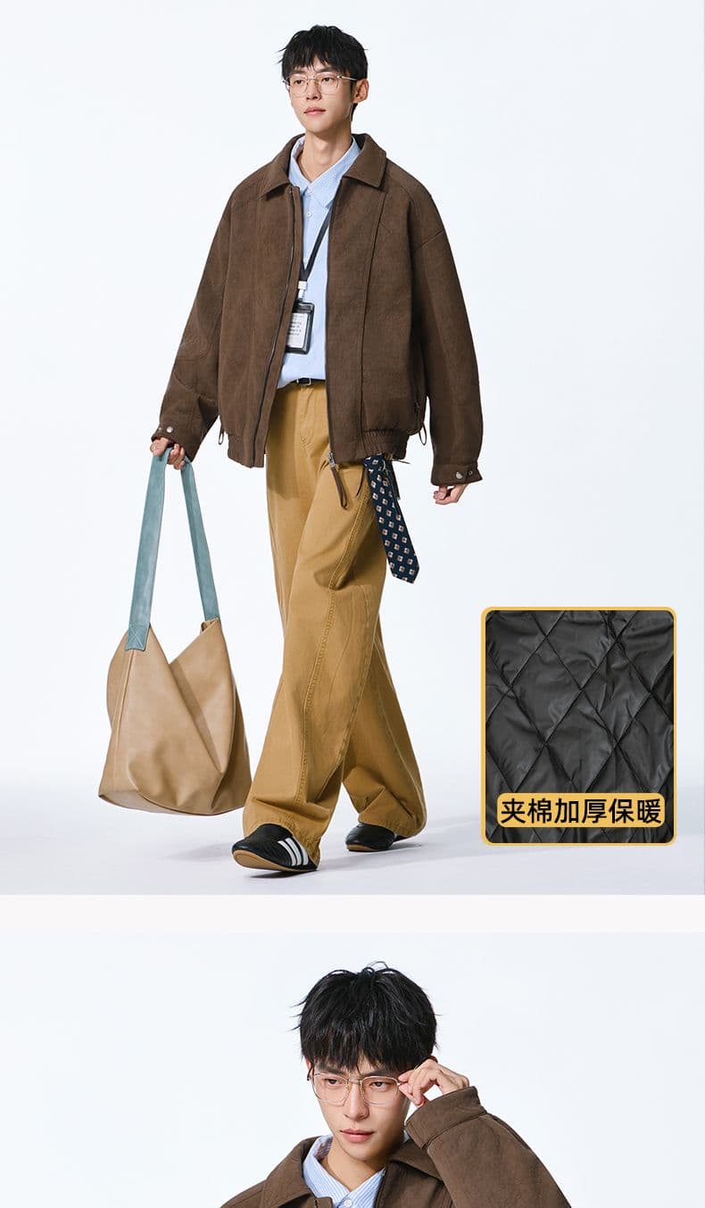 겨울 보온 아메리칸 레트로 PU 가죽 폴로 칼라 재킷 남자 조수 브랜드 고급 센스 다용도 캐주얼 재킷 면 의류 상세 이미지 11