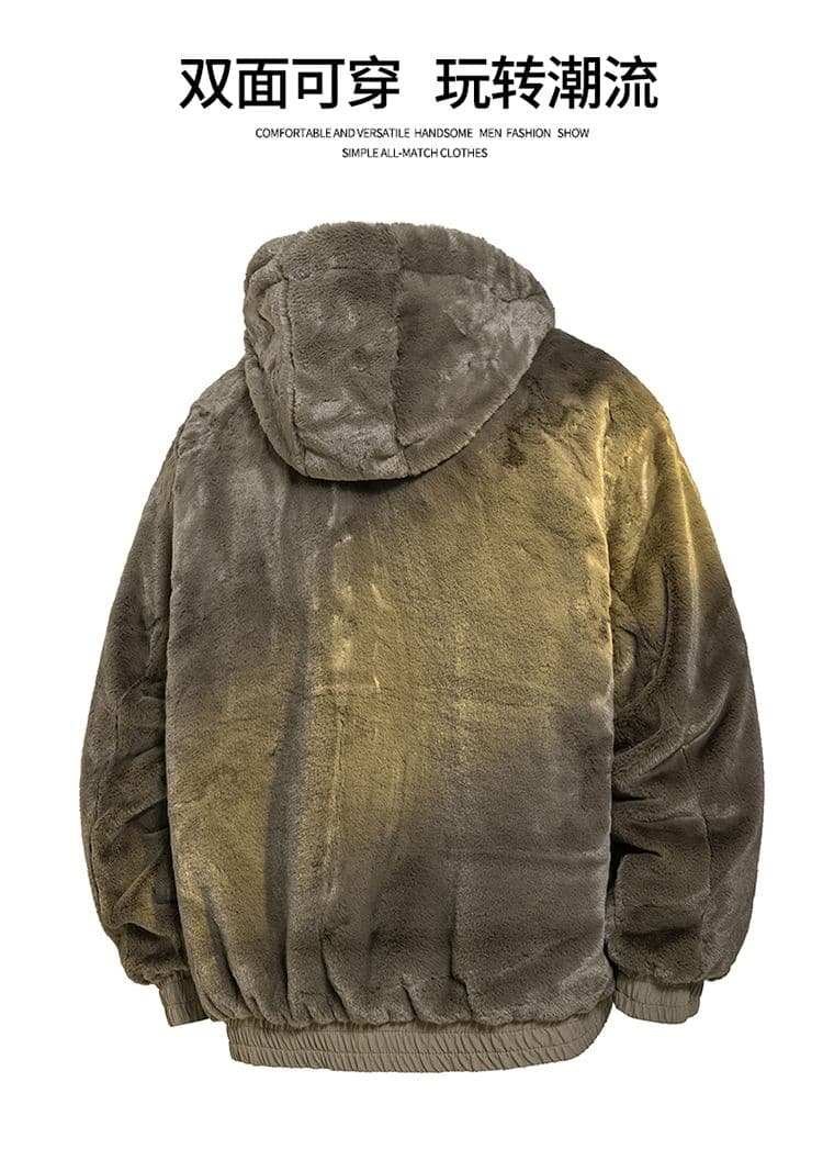 양면 착용 털이 있고 두꺼운 후드 재킷 겨울 새로운 면 의류 남성 의류 보온 면 옷 재킷 상세 이미지 2