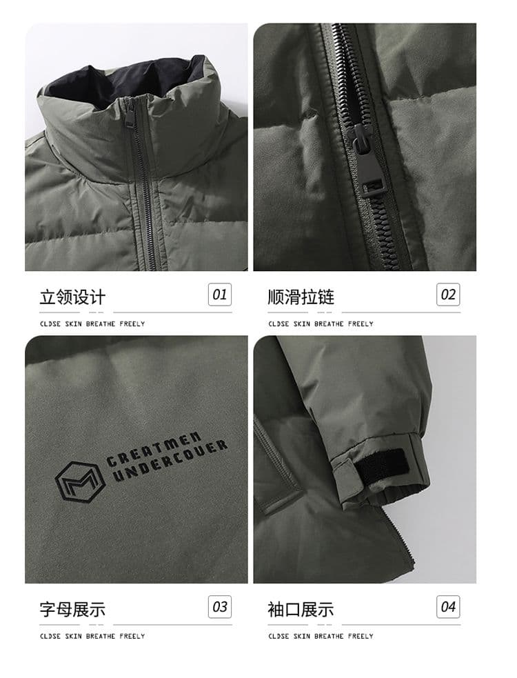 아메리칸 레트로 다운 재킷 남자 겨울 조수 브랜드 디자인 센스 패딩 재킷 보온 방한 고급 스탠드 칼라 90 다운 재킷 상세 이미지 6