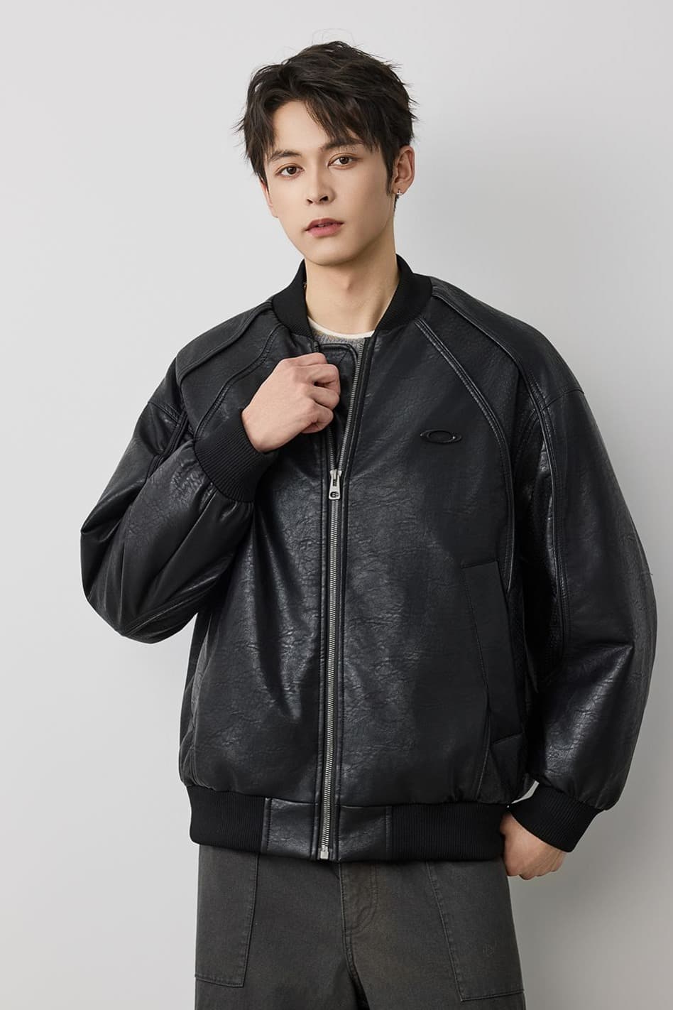 새로운 국가 표준 90 플러시 가죽 재킷 다운 재킷 남자 아메리칸 웃음 하 재킷 조수 브랜드 루즈핏 솜을 넣은 야구 유니폼 가죽 자켓 이미지 6