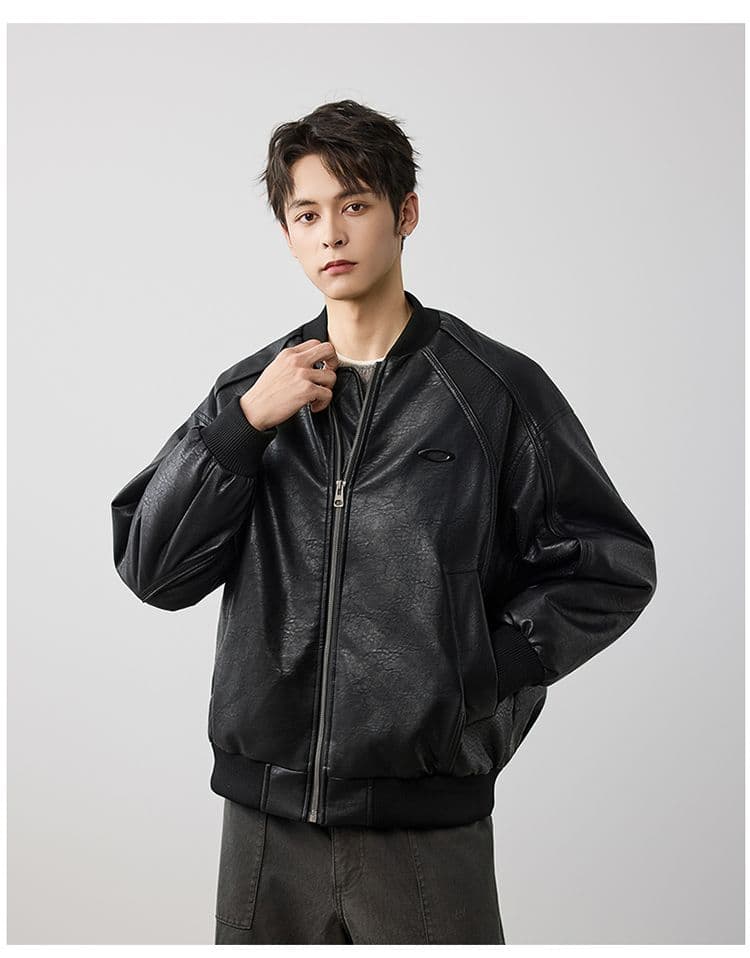새로운 국가 표준 90 플러시 가죽 재킷 다운 재킷 남자 아메리칸 웃음 하 재킷 조수 브랜드 루즈핏 솜을 넣은 야구 유니폼 가죽 자켓 상세 이미지 12
