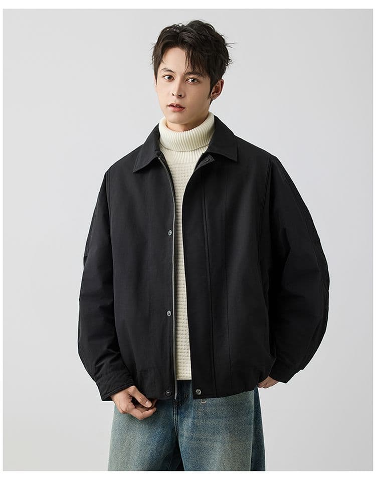 새로운 국가 표준 90 플러시 겨울 폴로 칼라 단색 보온 다운 재킷 남성 미니멀리즘 다용도 새로운 레트로 재킷 상세 이미지 15