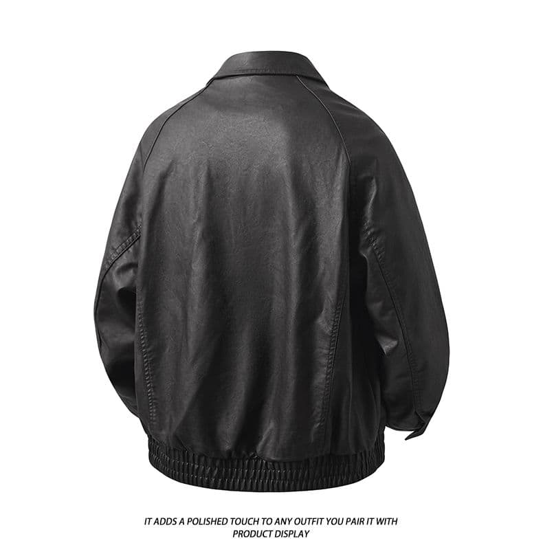 겨울 털이 있고 두꺼운 보온 아메리칸 재킷 레트로 가죽 재킷 감기 예방 재킷 남자 고급 센스 워싱 PU 가죽 상세 이미지 8
