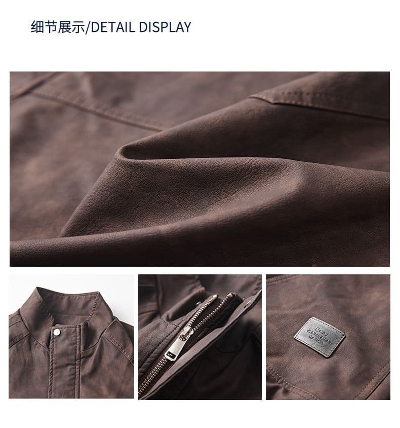 겨울 두꺼운 보온 아메리칸 재킷 레트로 가죽 재킷 털이 있는 재킷 남자 고급 센스 워싱 PU 가죽 악당 잘 생긴 상세 이미지 2