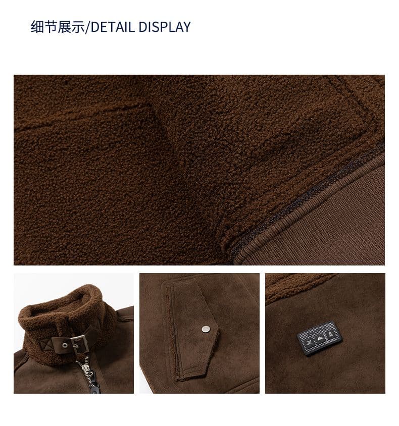 겨울 새로운 면 옷 남성 일본식 레트로 스탠드 칼라 루즈핏 양털 피모 하나 면 의류 재킷 상세 이미지 1