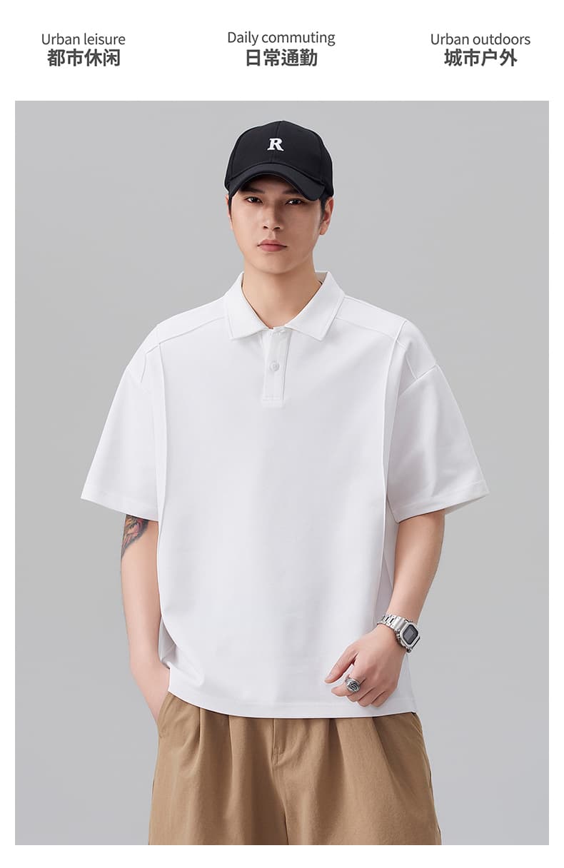 실사 2026 여름 새로운 구조 설계 반팔 POLO 셔츠 남자 캐주얼 다용도 루즈핏 폴로 칼라 반소매 맨위 상세 이미지 1
