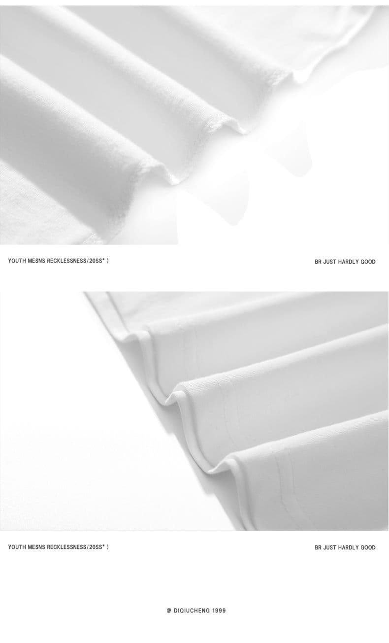 200그램 신강 길다 플러시 면 순면 반팔 남성 여름 새로운 남성 의류 루즈핏 캐주얼 단색 무거운 티셔츠 상세 이미지 45