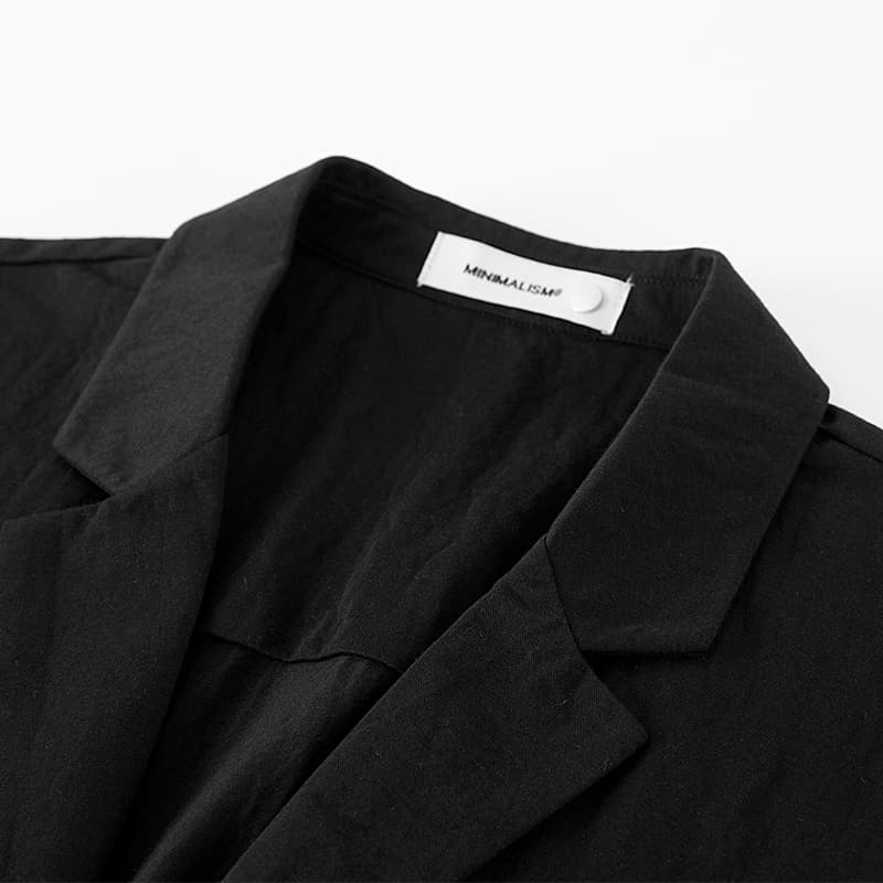 실사 여름 새로운 oversize 프로필 모양 정장 칼라 반소매 셔츠 질감 센스 도루 가을 센스 주머니 맨위 이미지 4