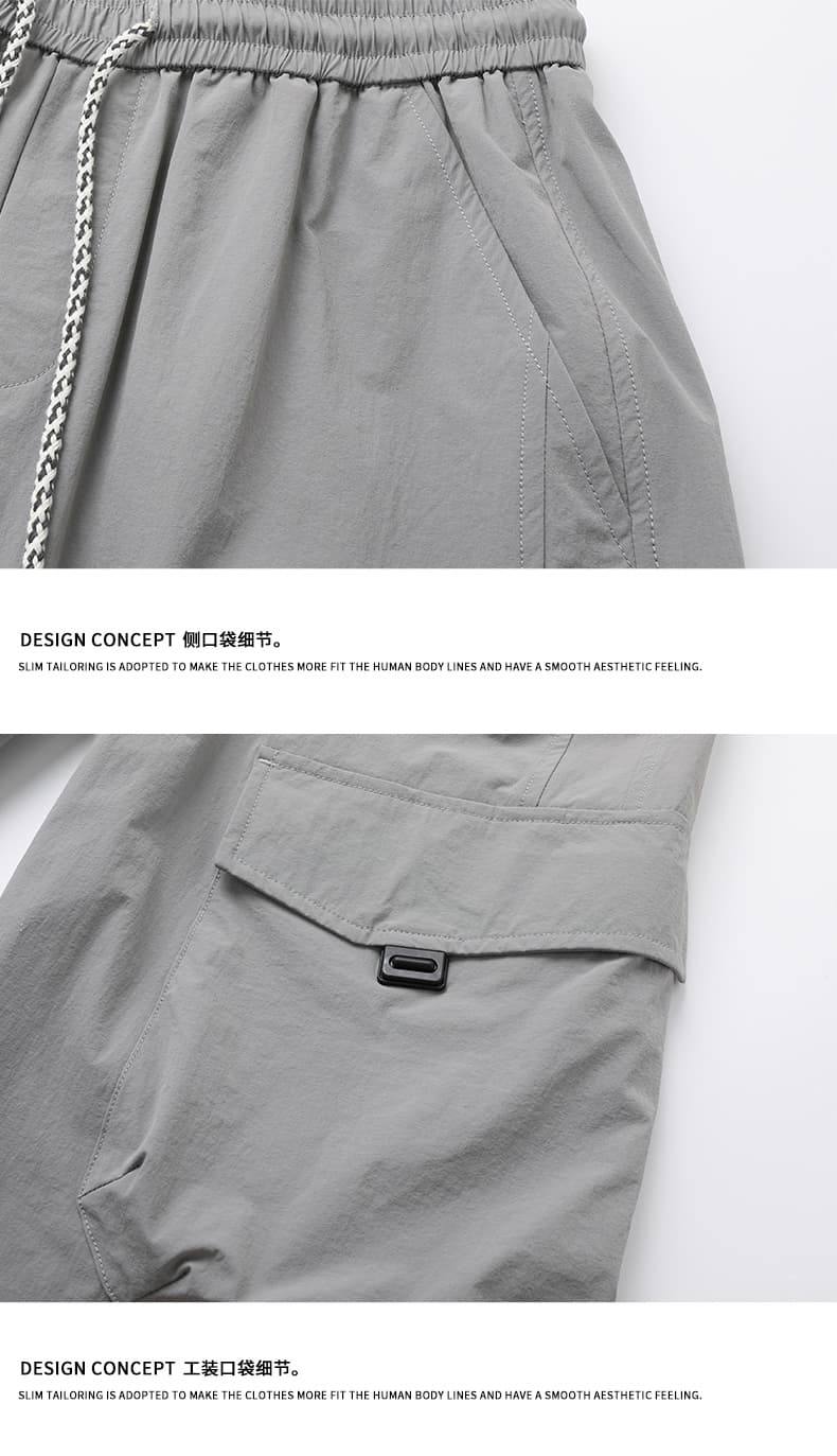 실사 여름 새로운 얼음 실크 워크웨어 속도 건조한 캐주얼 바지 남자 루즈핏 다용도 ~을 통해 스토 마타 사면 신축 스트레이트 긴 바지 상세 이미지 16
