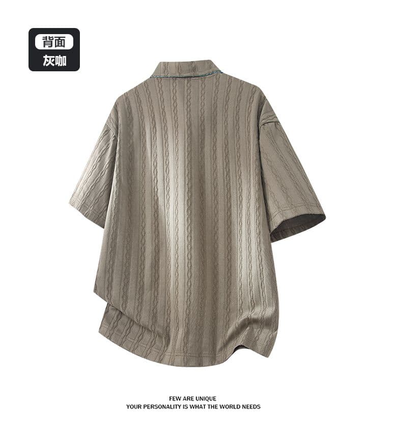 실사 2026 새로운 여름 조수 브랜드 반팔 티셔츠 남자 미니멀리즘 자카드 POLO 셔츠 캐주얼 일본식 폴로 칼라 동정 상세 이미지 10