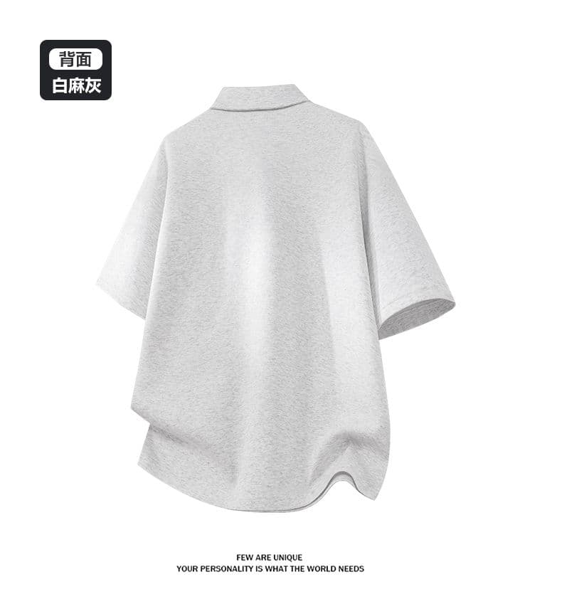 실사 2026 여름 새로운 반팔 POLO 셔츠 남자 남자 바 면 폴로 칼라 하프 지퍼 무거운 루즈핏 다용도 티셔츠 상세 이미지 10